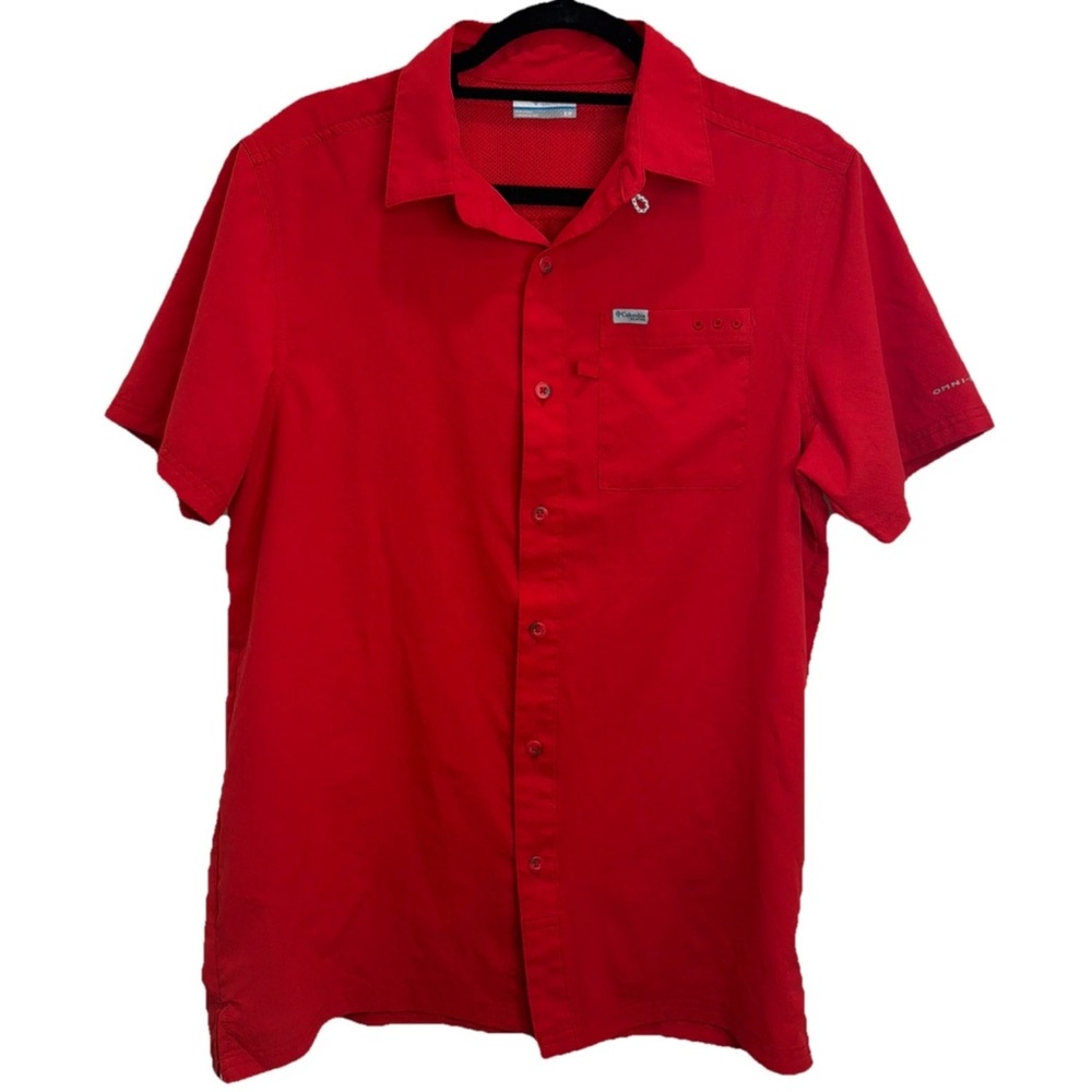 Columbia PFG Fishing Shirt Vented Short Sleeve Omni Shade Red Men's Size Small